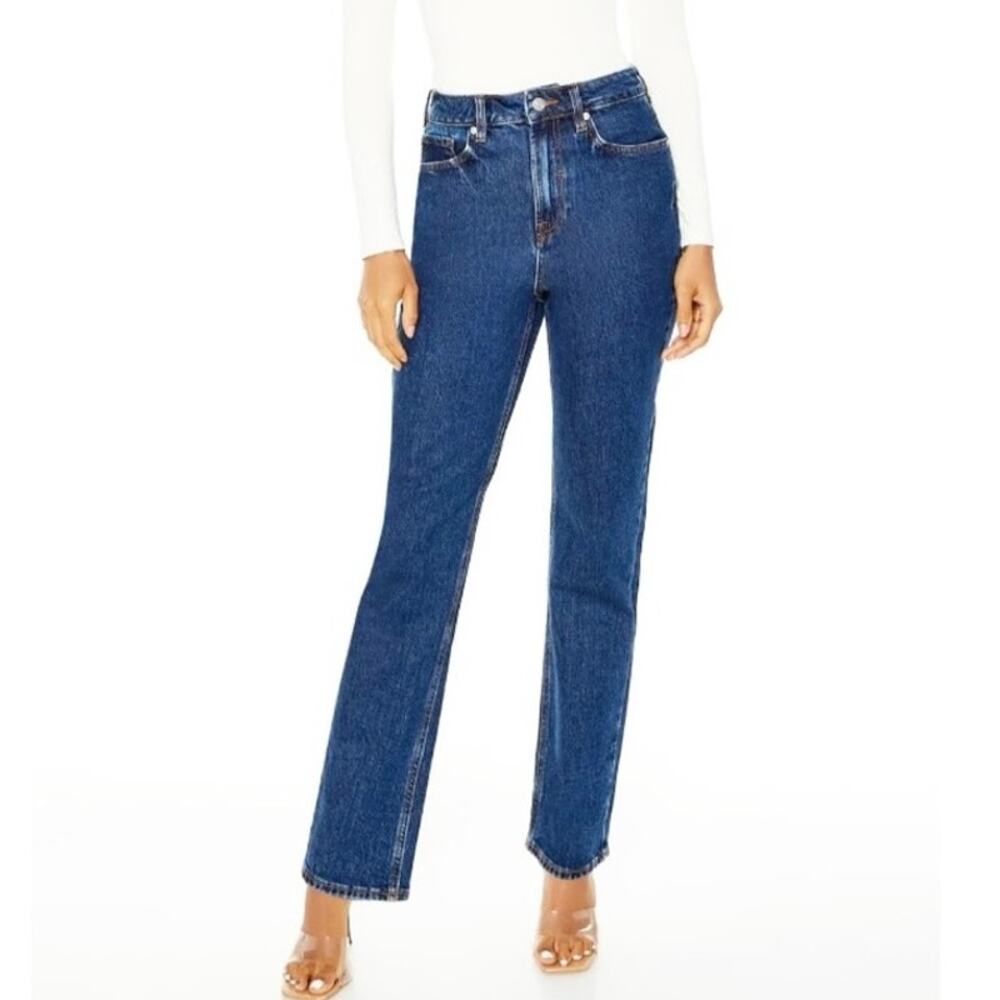🔥 NWT Forever 21 High Rise Slim Fit Straight Leg Denim Jeans Size 28